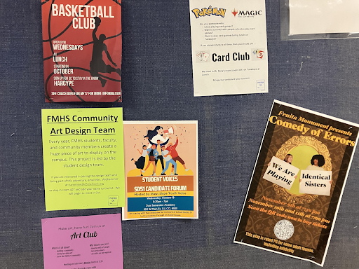 Club posters that are posted around the school. 
